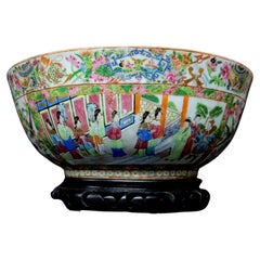 Chinese Rose Mandarin Punch Bawl, 19th Century