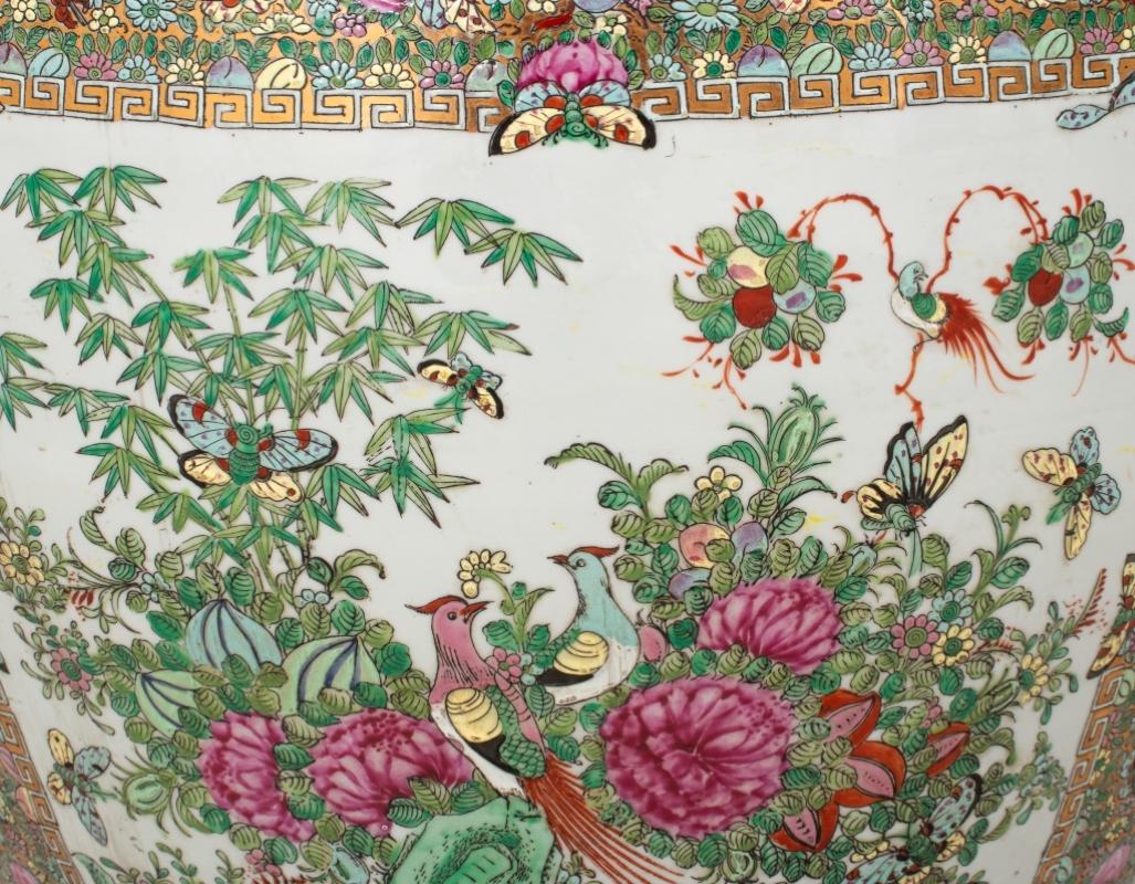 Chinese Rose Medallion Porcelain Fishbowl Decorative Planter 5