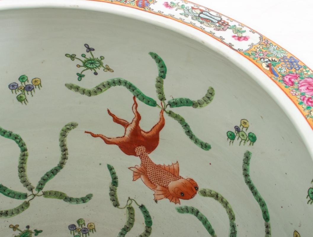 Chinese Rose Medallion Porcelain Fishbowl Decorative Planter 2