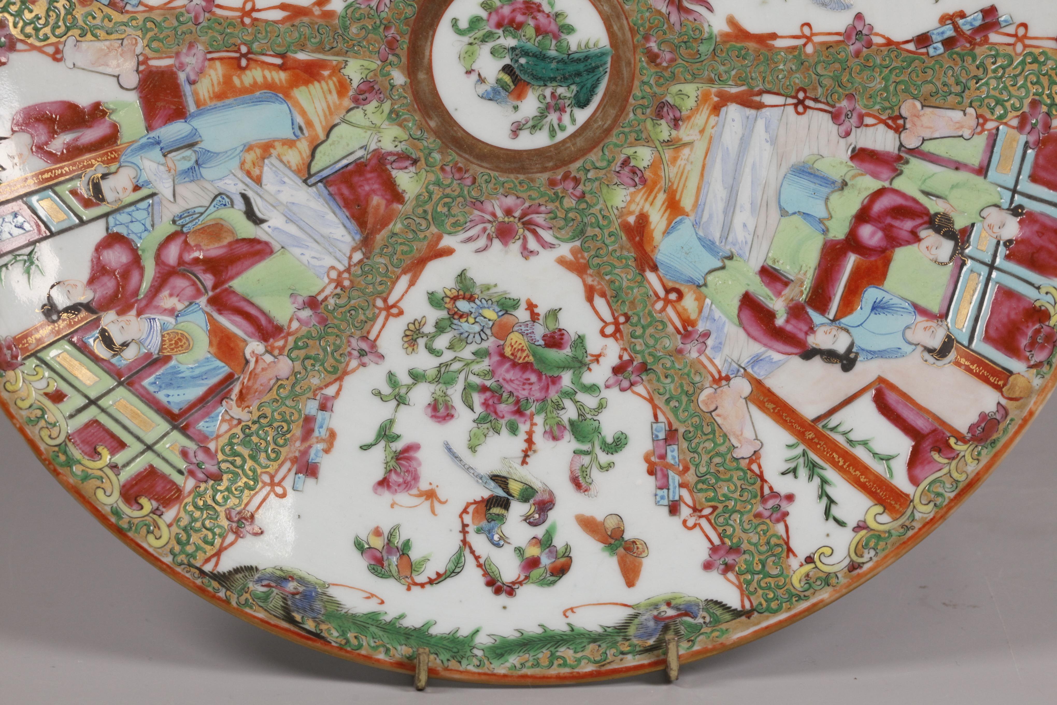 19th Century Chinese rose medallion porcelain plate, 19th c. For Sale