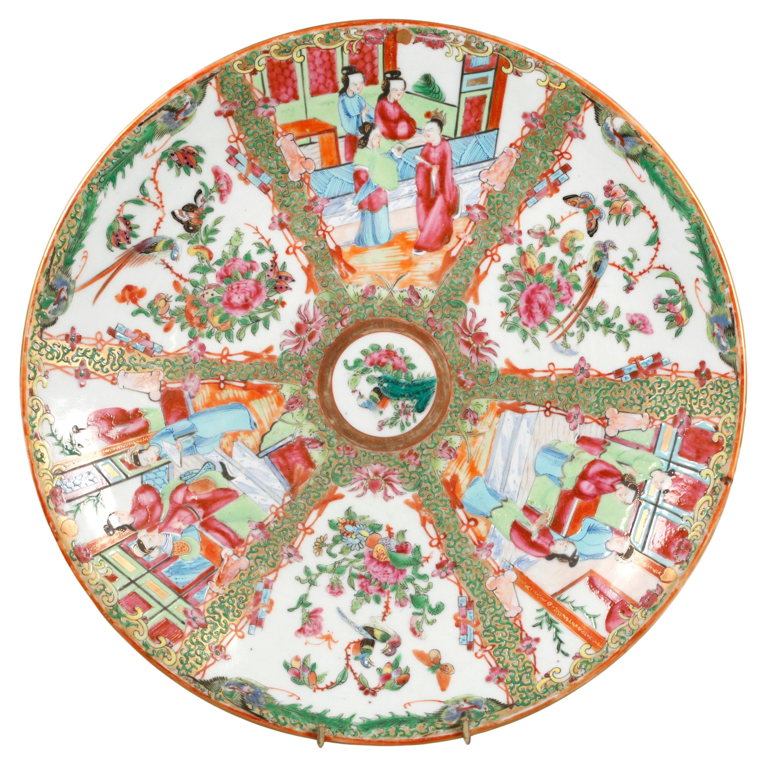 Chinese rose medallion porcelain plate, 19th c.
