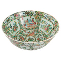 Chinese Rose Medallion Porcelain Punch Bowl