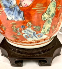 Chinese Rose Medallion Porcelain Urn Lamps, Pair