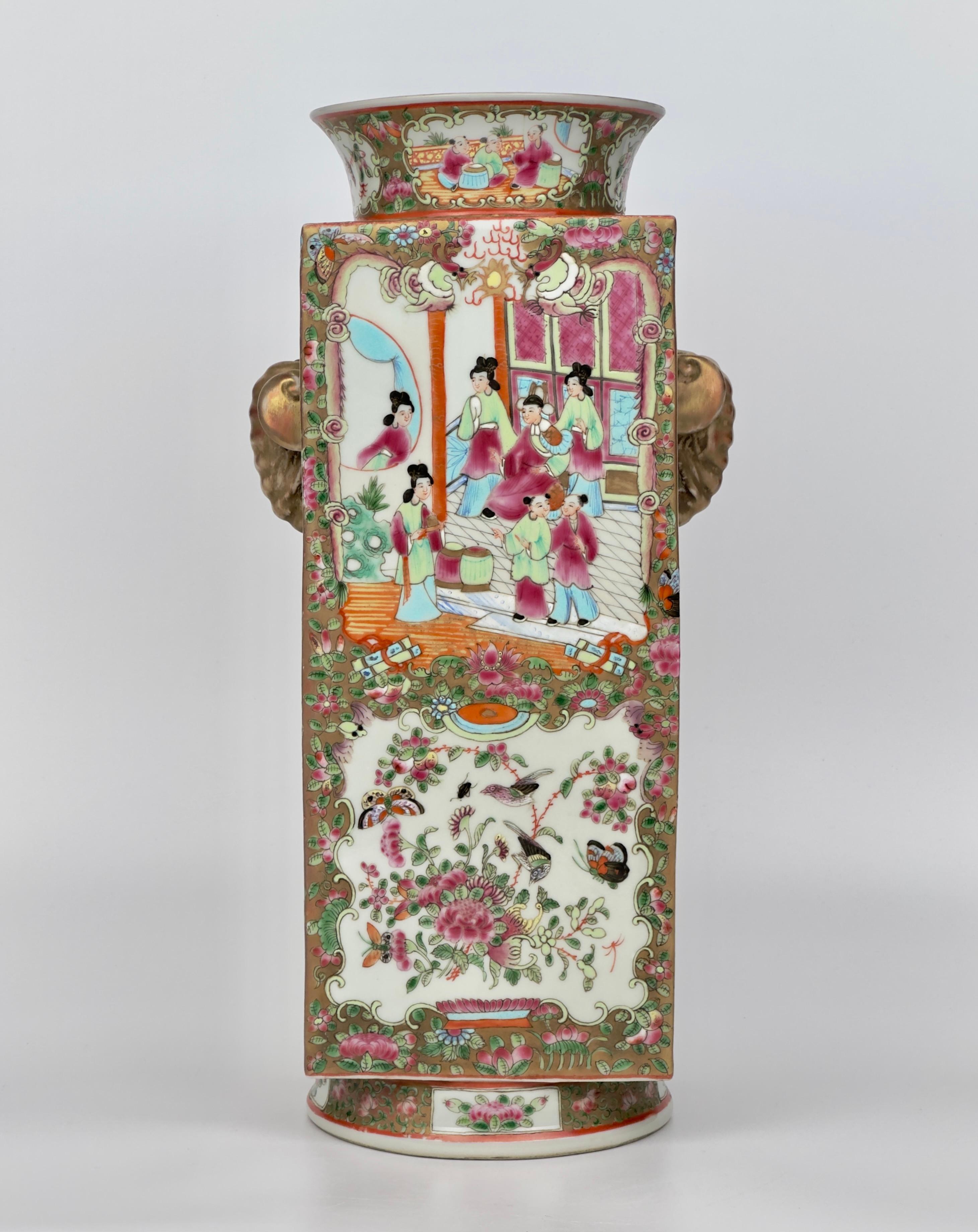Hong Kong Rose Medallion Porcelain Vase, Late Qing Period For Sale