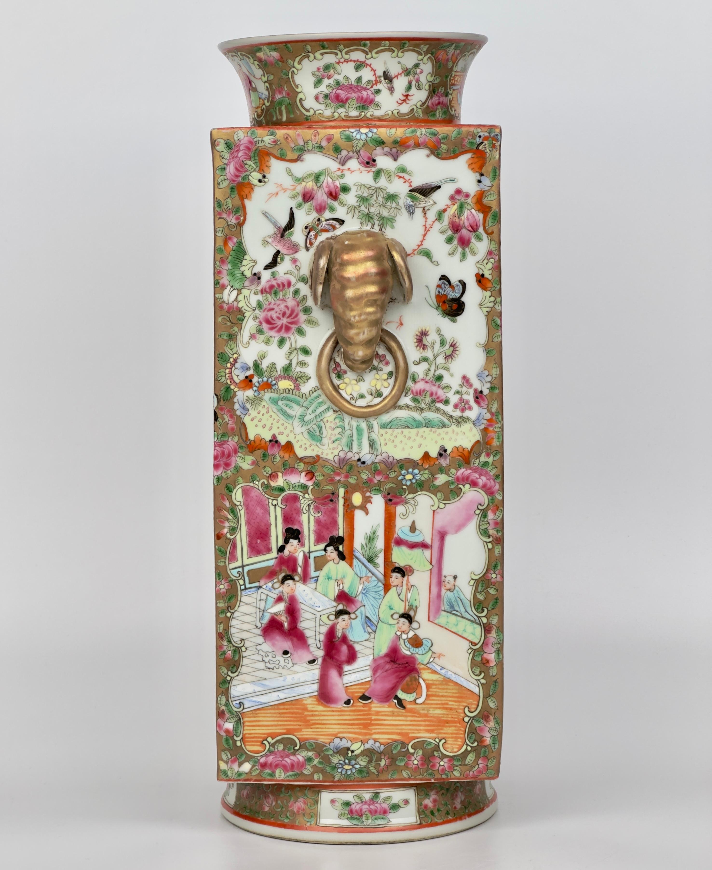 Glazed Rose Medallion Porcelain Vase, Late Qing Period For Sale