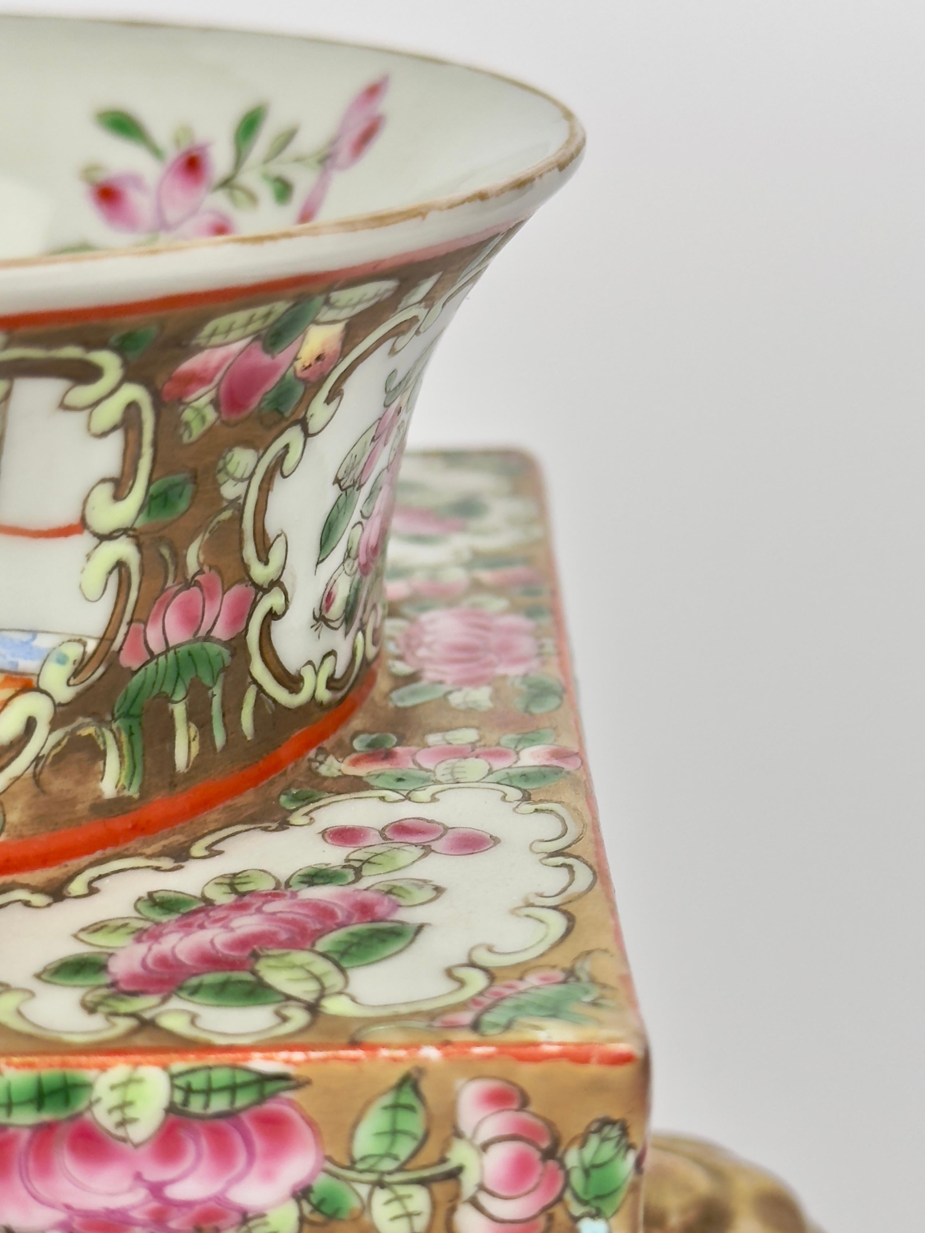 Ceramic Rose Medallion Porcelain Vase, Late Qing Period For Sale