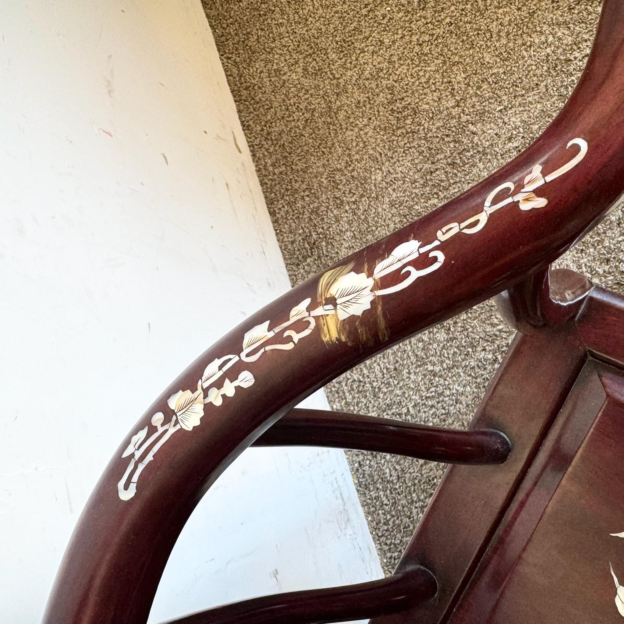 Chinese Rose Wood With Mother of Pearl Inlay Corner Chairs - a Pair For Sale 1