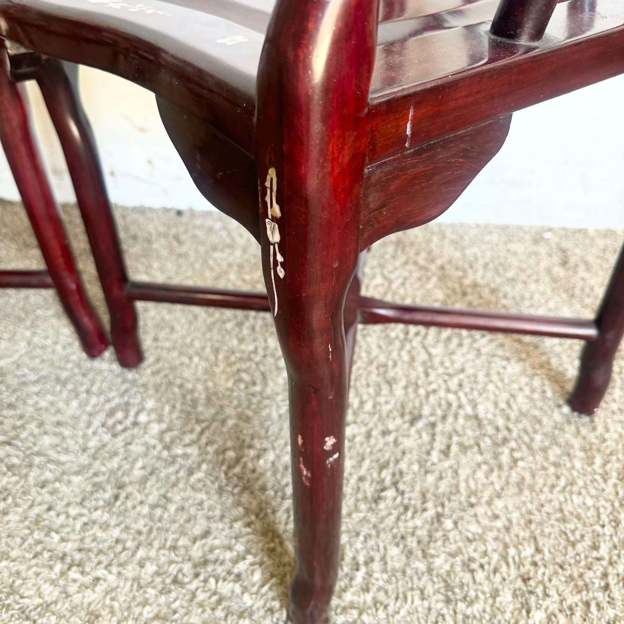 Chinese Rose Wood With Mother of Pearl Inlay Corner Chairs - a Pair For Sale 3