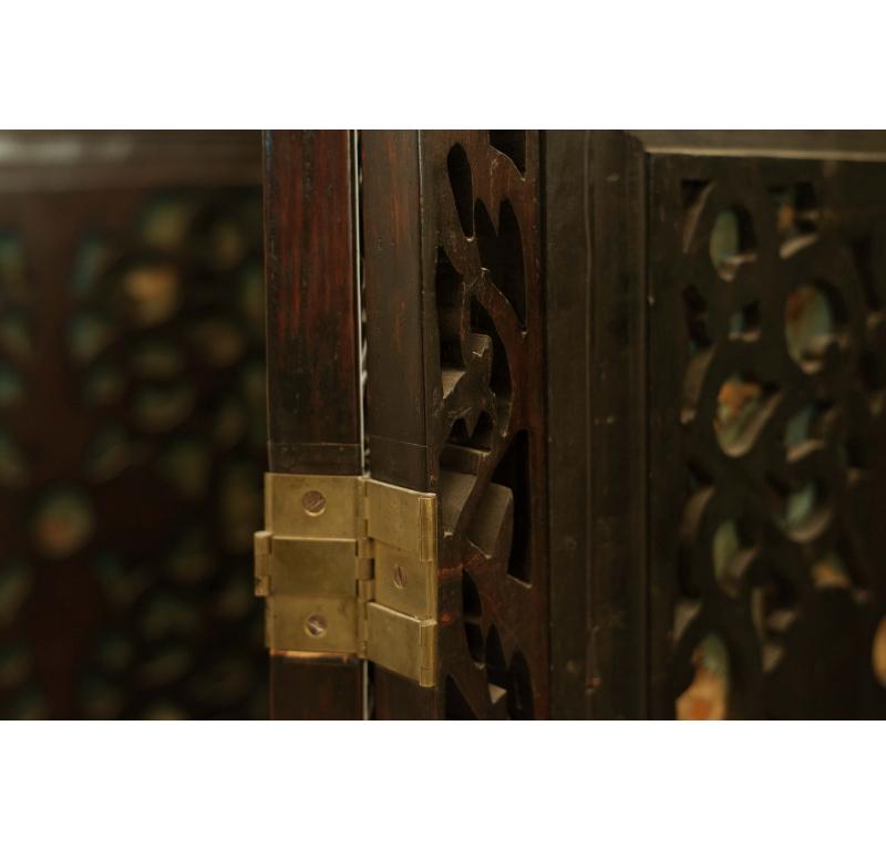 Chinese Export Chinese Rosewood 4-Fold Screen