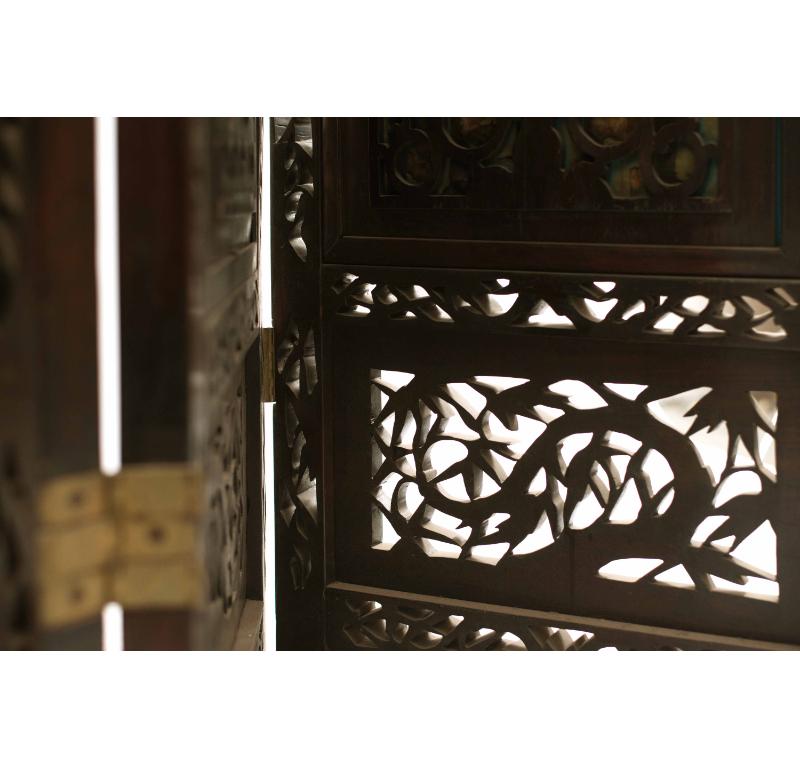Chinese Rosewood 4-Fold Screen In Good Condition In Queens, NY
