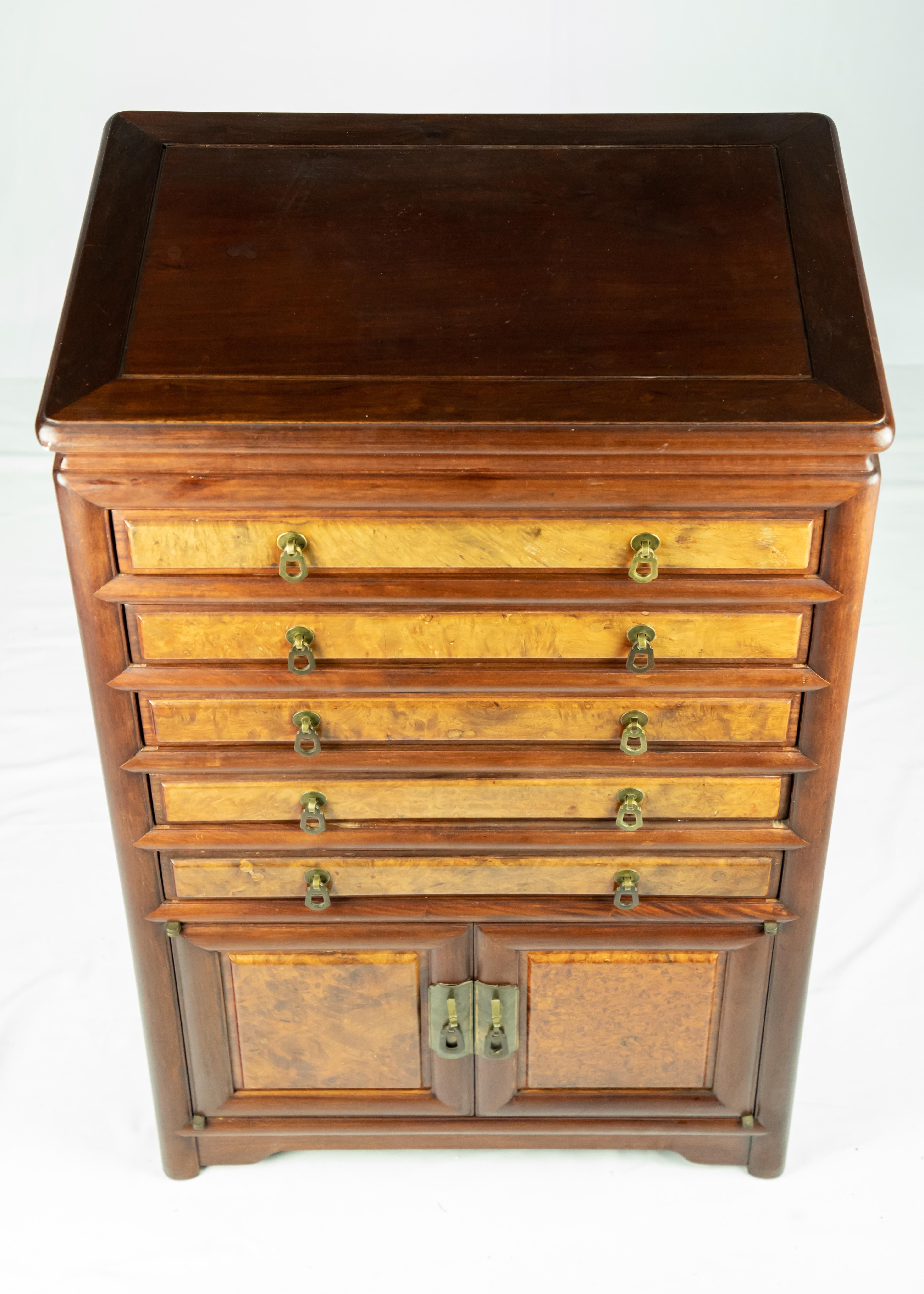 Chinese Rosewood and Burl Flatware Chest, Mid-20th Century 4