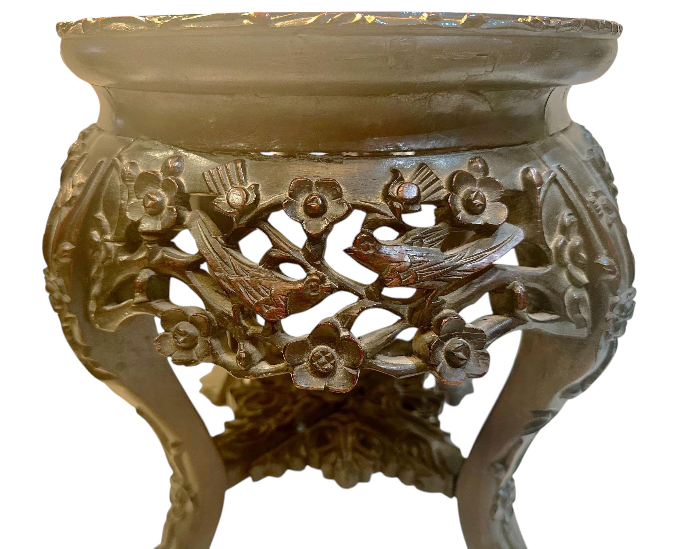 Soporte chino de palisandro y mármol principios del siglo XX en venta