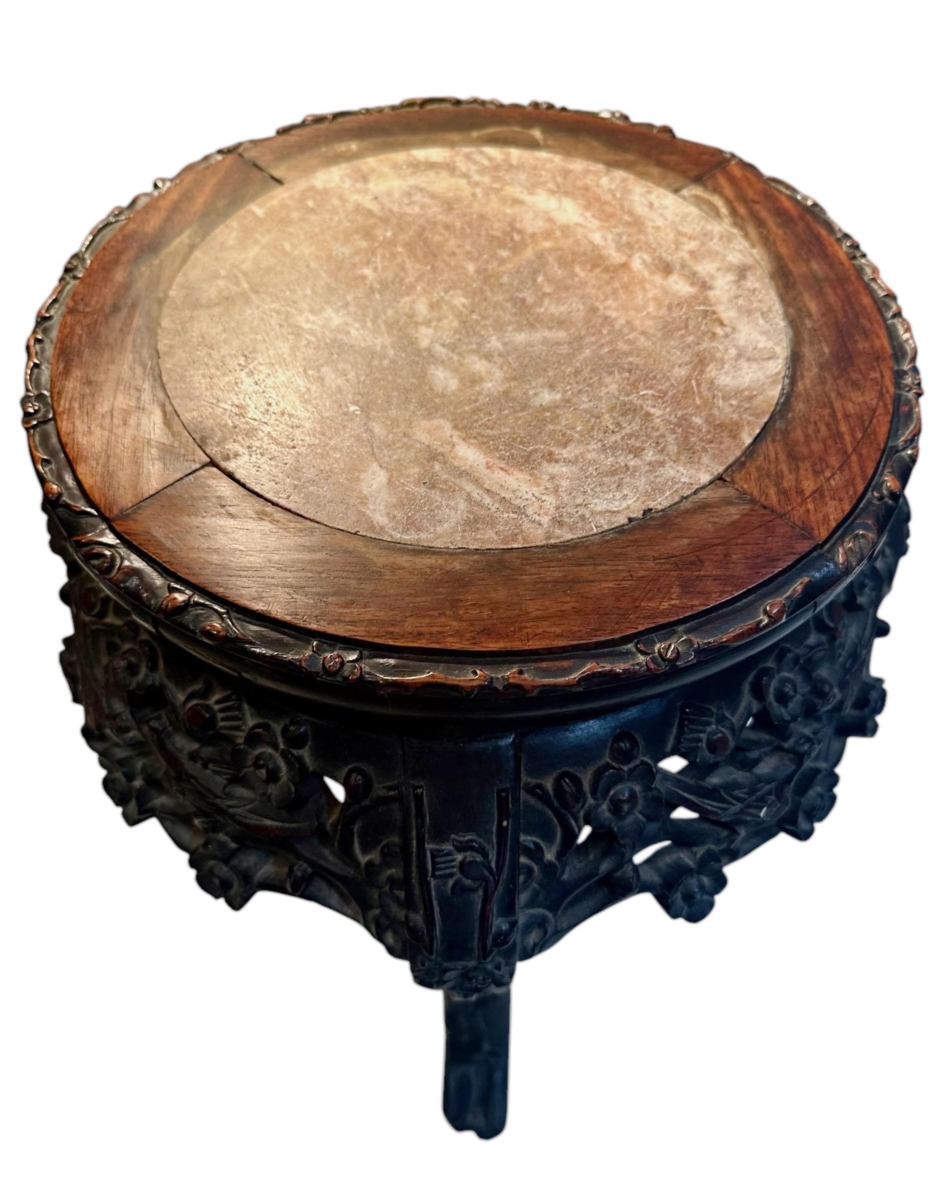 Soporte chino de palisandro y mármol Mármol en venta