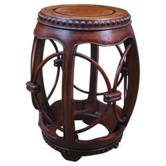 Chinese Rosewood Barrel Drum Stool Garden Seat Pedestal Plant Stand 19"