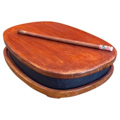 Chinese Rosewood Calligraphy Duan Inkstone with Brush and Dragon Motif