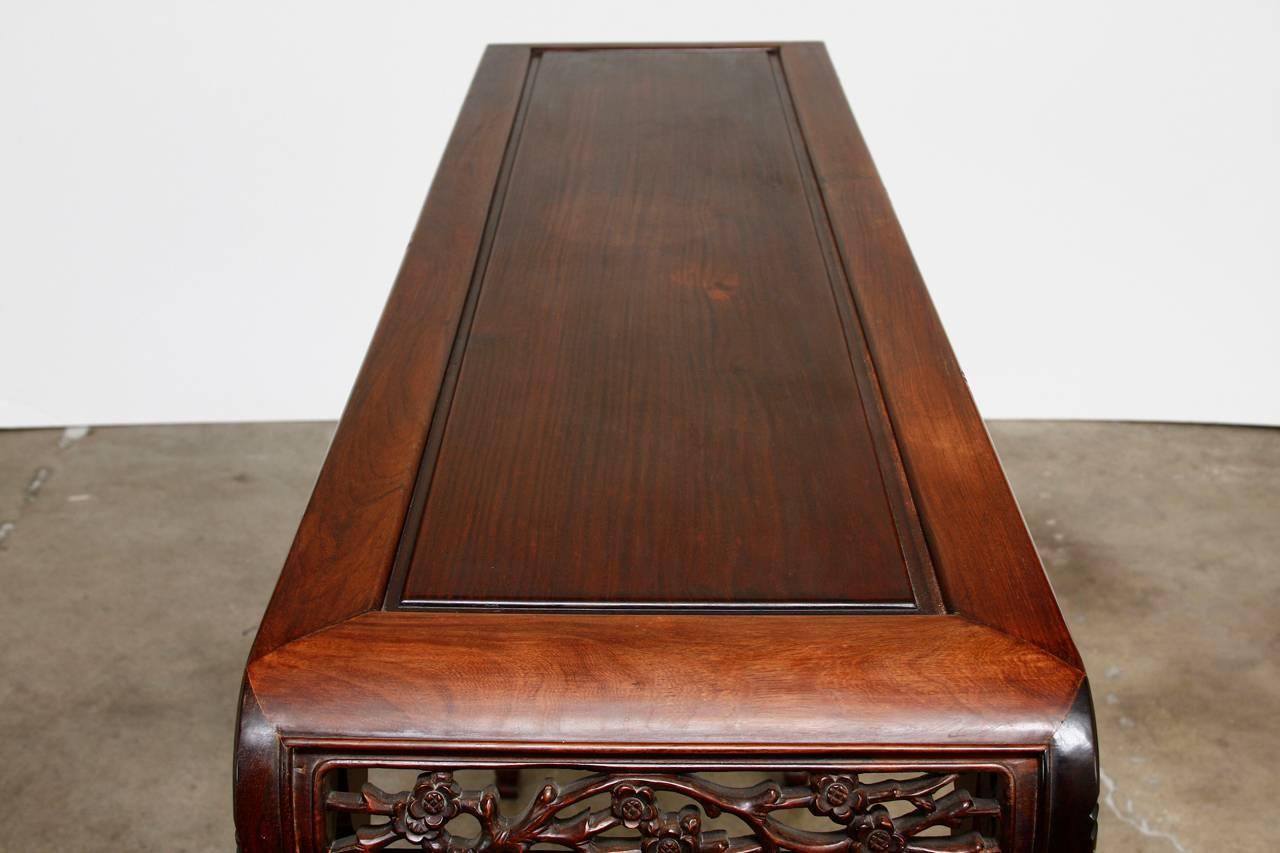 Hand-Carved Chinese Rosewood Carved Altar Console Table
