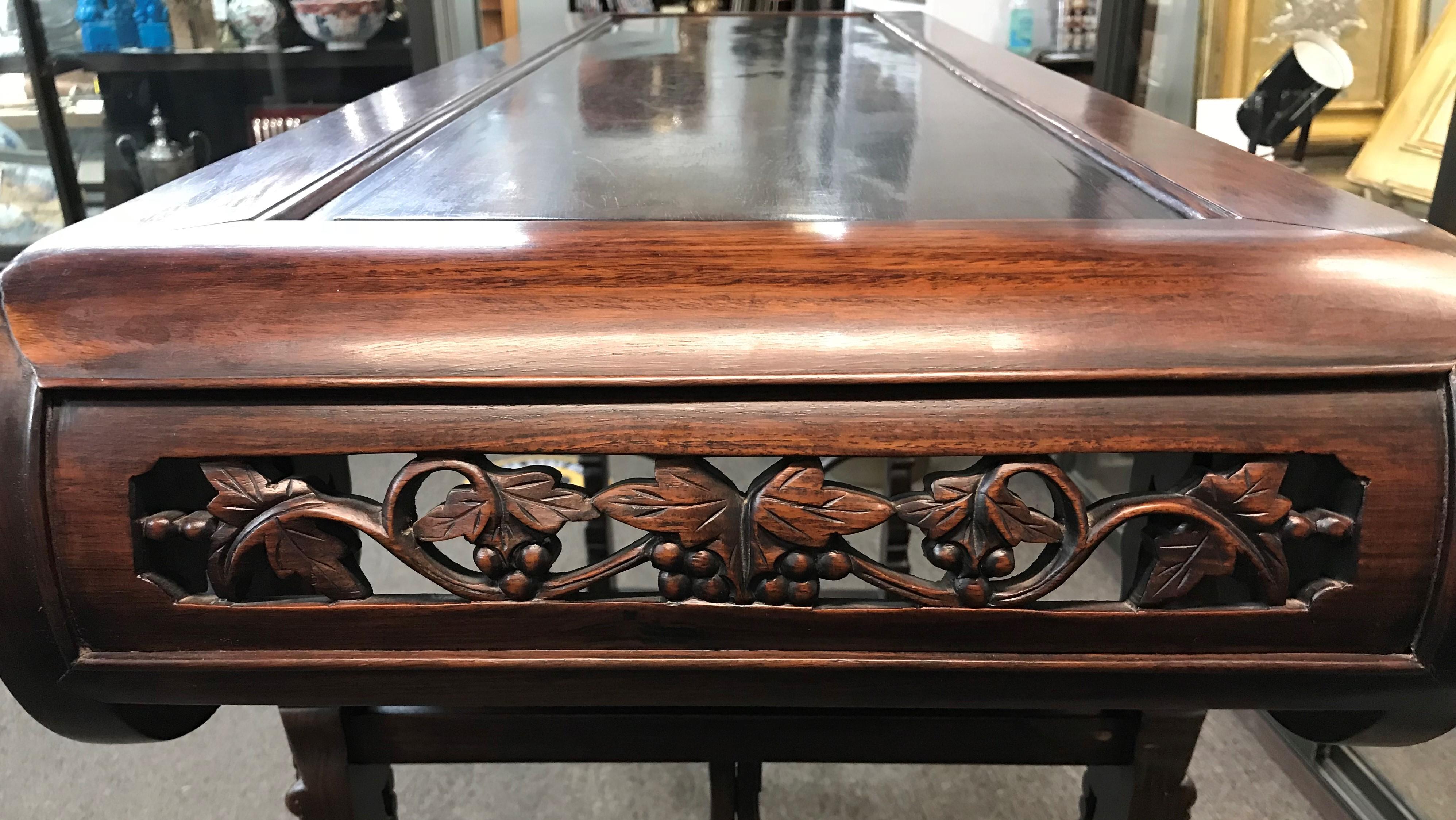 Chinese Rosewood Carved Altar Table with Reticulated Grape and Leaf Decoration 3