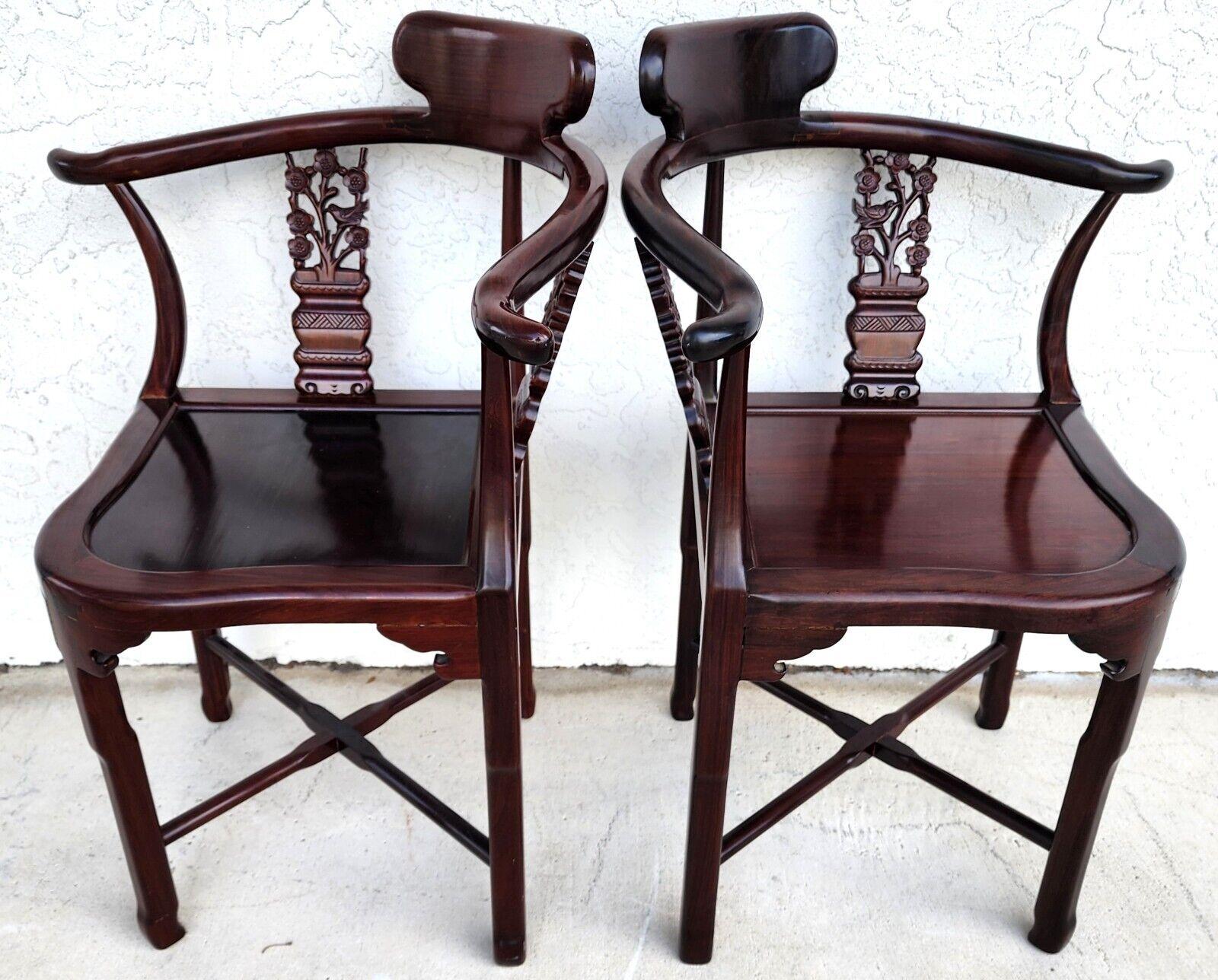 Chinese Rosewood Corner Dining Chairs Vintage - Set of 4 For Sale 6