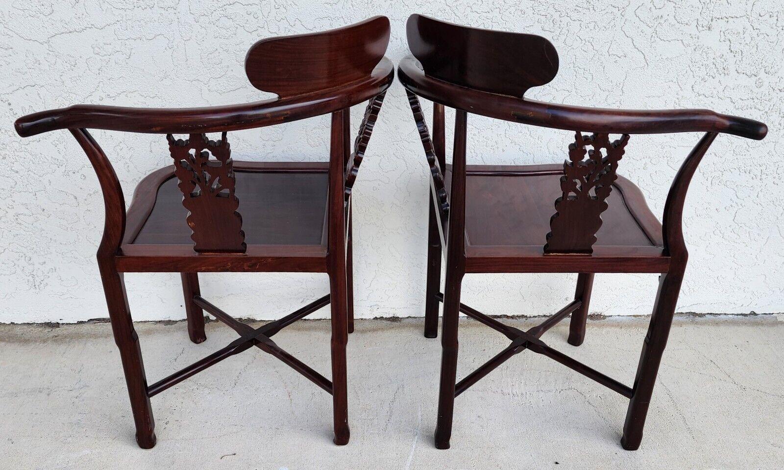 Chinese Rosewood Corner Dining Chairs Vintage - Set of 4 For Sale 7