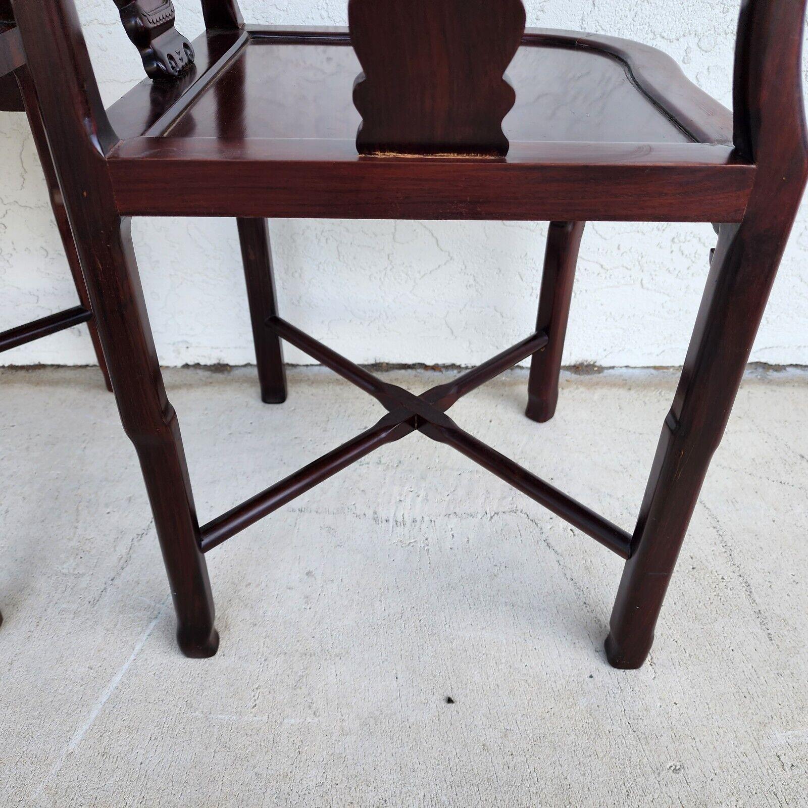 Chinese Rosewood Corner Dining Chairs Vintage - Set of 4 For Sale 8