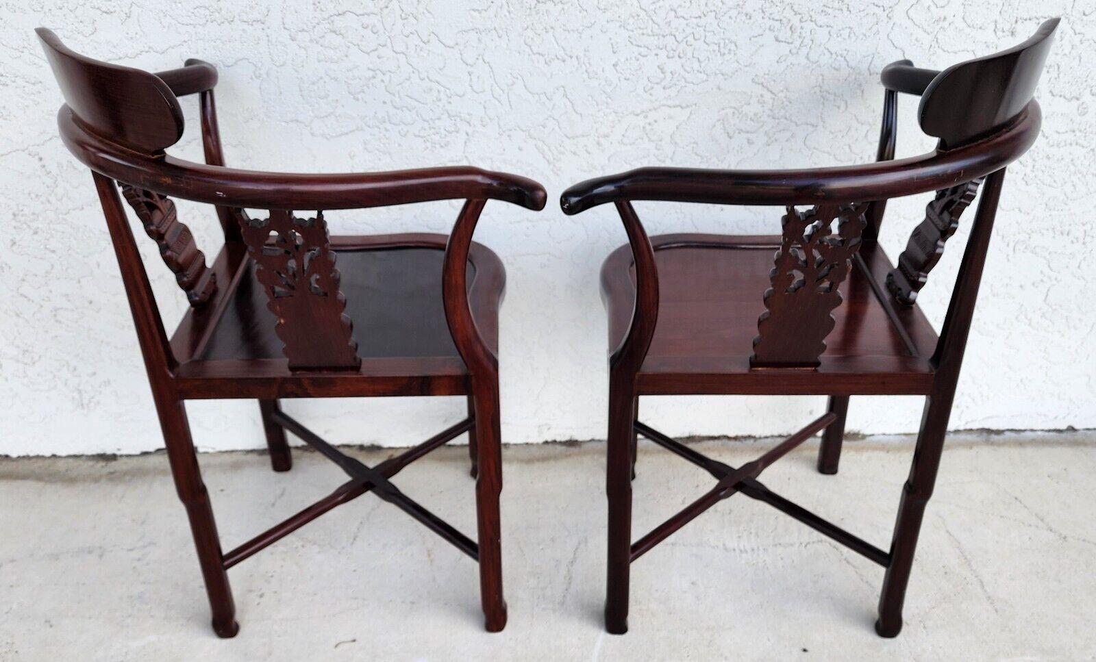 Chinese Rosewood Corner Dining Chairs Vintage - Set of 4 For Sale 9