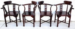 Chinese Rosewood Corner Dining Chairs Vintage - Set of 4