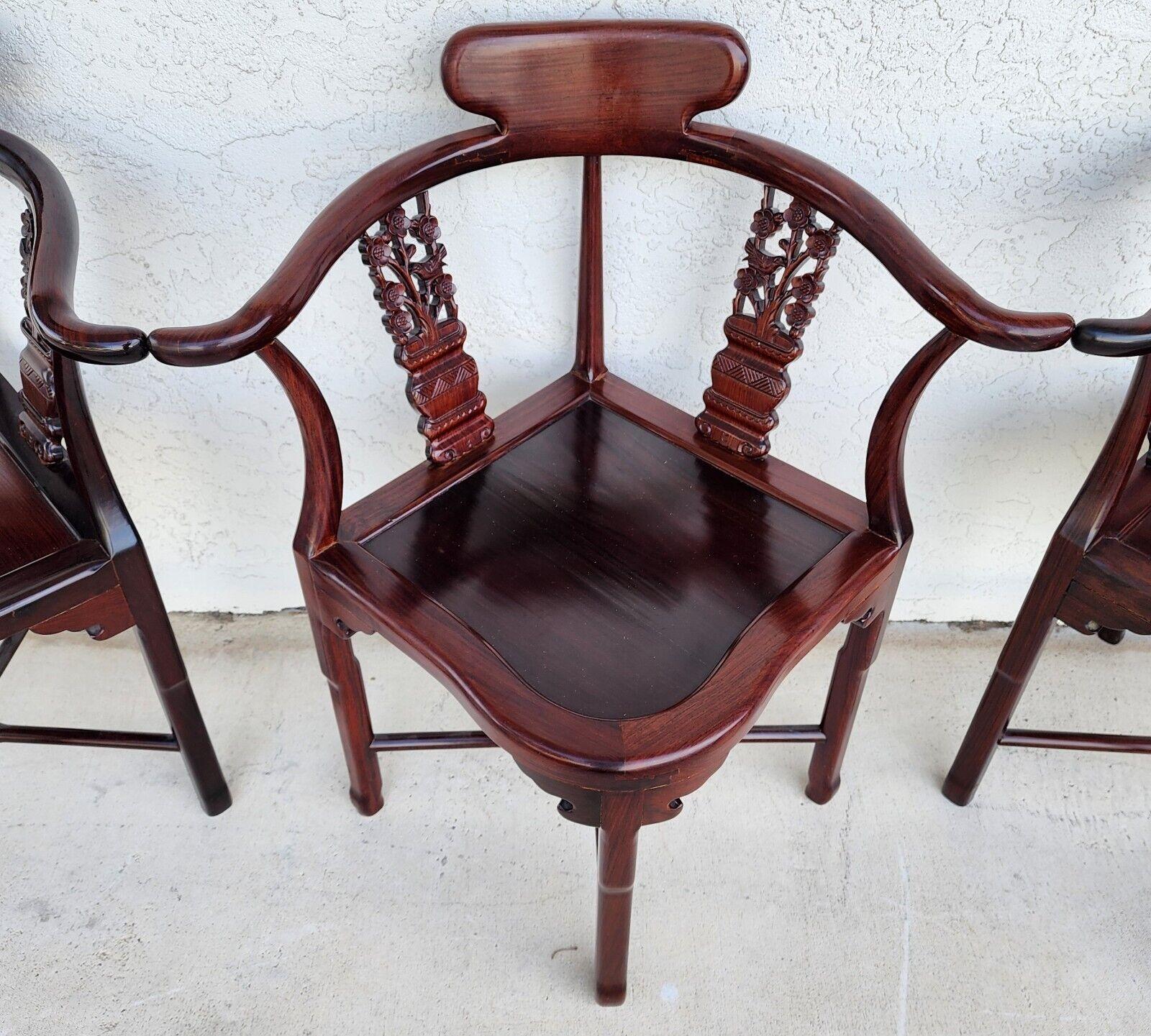 Chinese Rosewood Corner Dining Chairs Vintage - Set of 4 For Sale 4