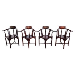 Sillas de comedor esquineras de palisandro chino Vintage - Juego de 4