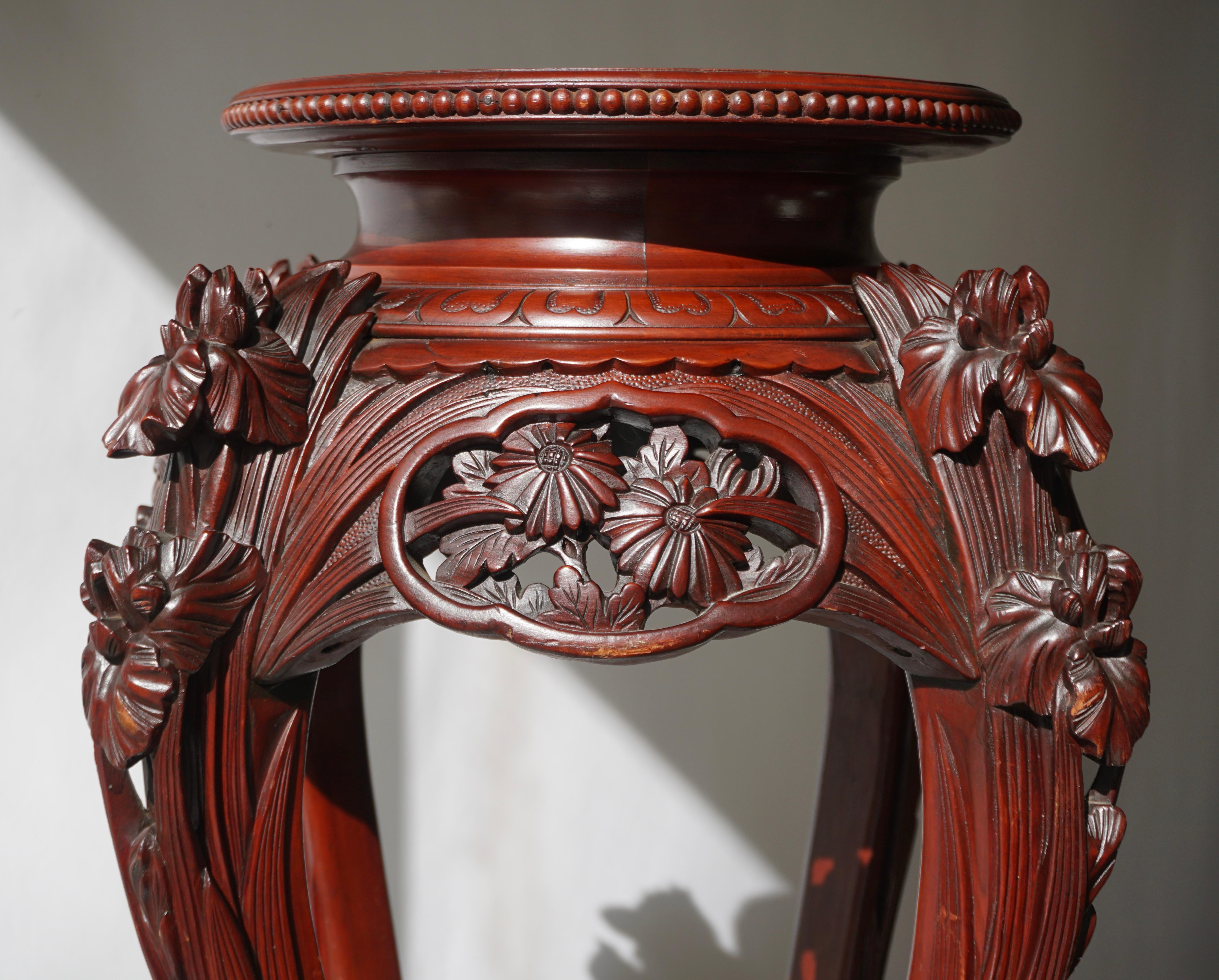Chinese Rosewood Country House Pedestal For Sale 5