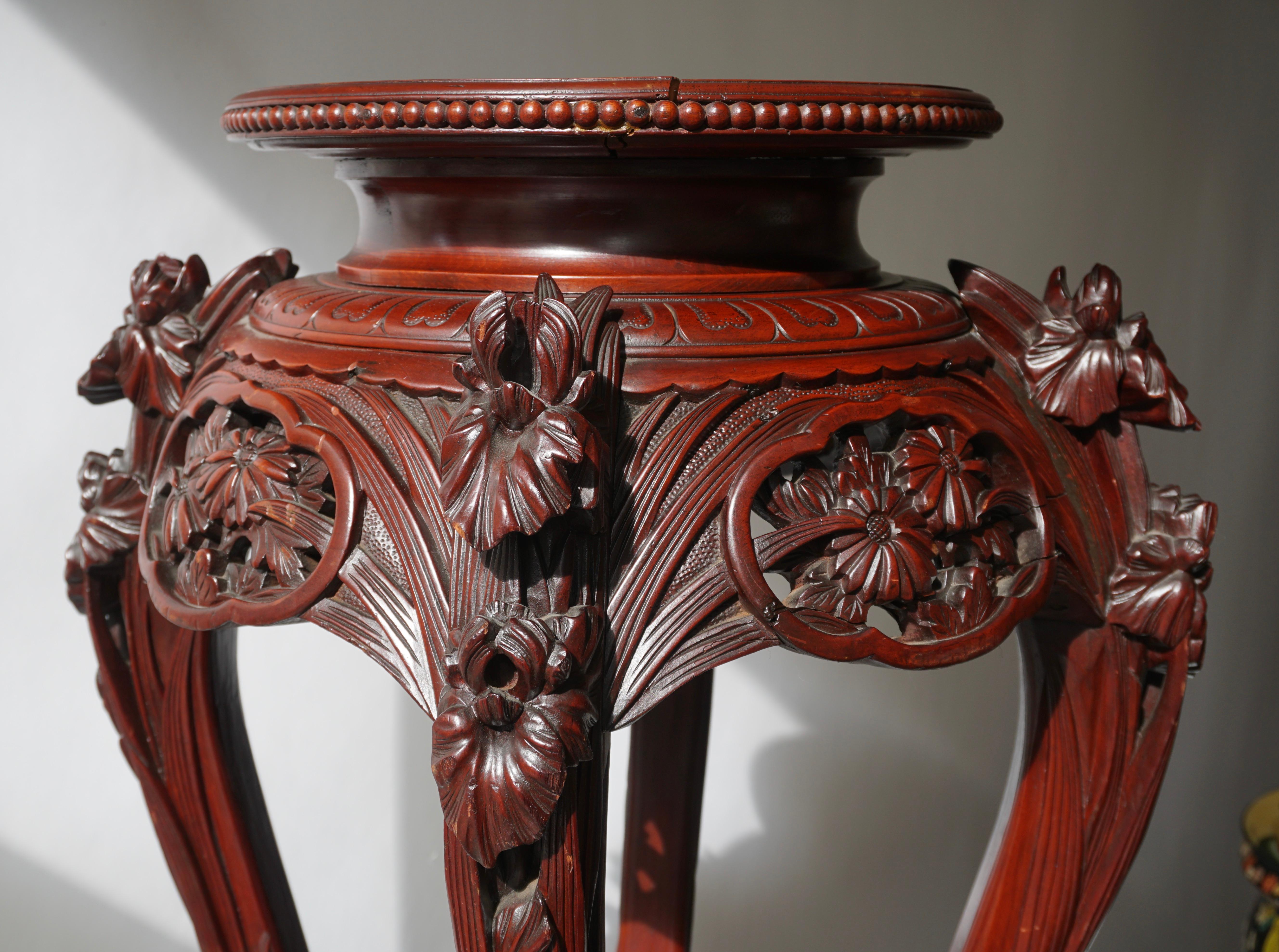 Chinese Rosewood Country House Pedestal For Sale 2