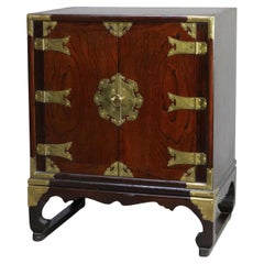 Chinese Rosewood Double Door Side Cabinet with Brass Straps 20thC