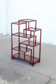 Chinese Rosewood Hongmu Faux Bamboo Tiered Etagere Stand