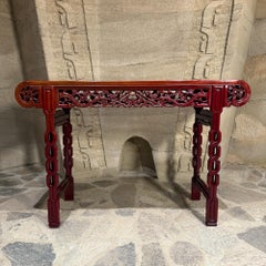 Chinese Rosewood Intricately Carved Altar Console Foyer Table
