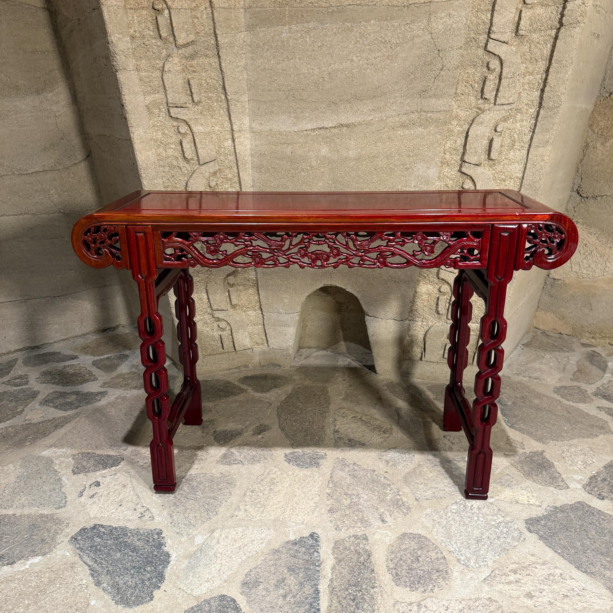 Lacquered Chinese Rosewood Intricately Carved Altar Console Foyer Table For Sale