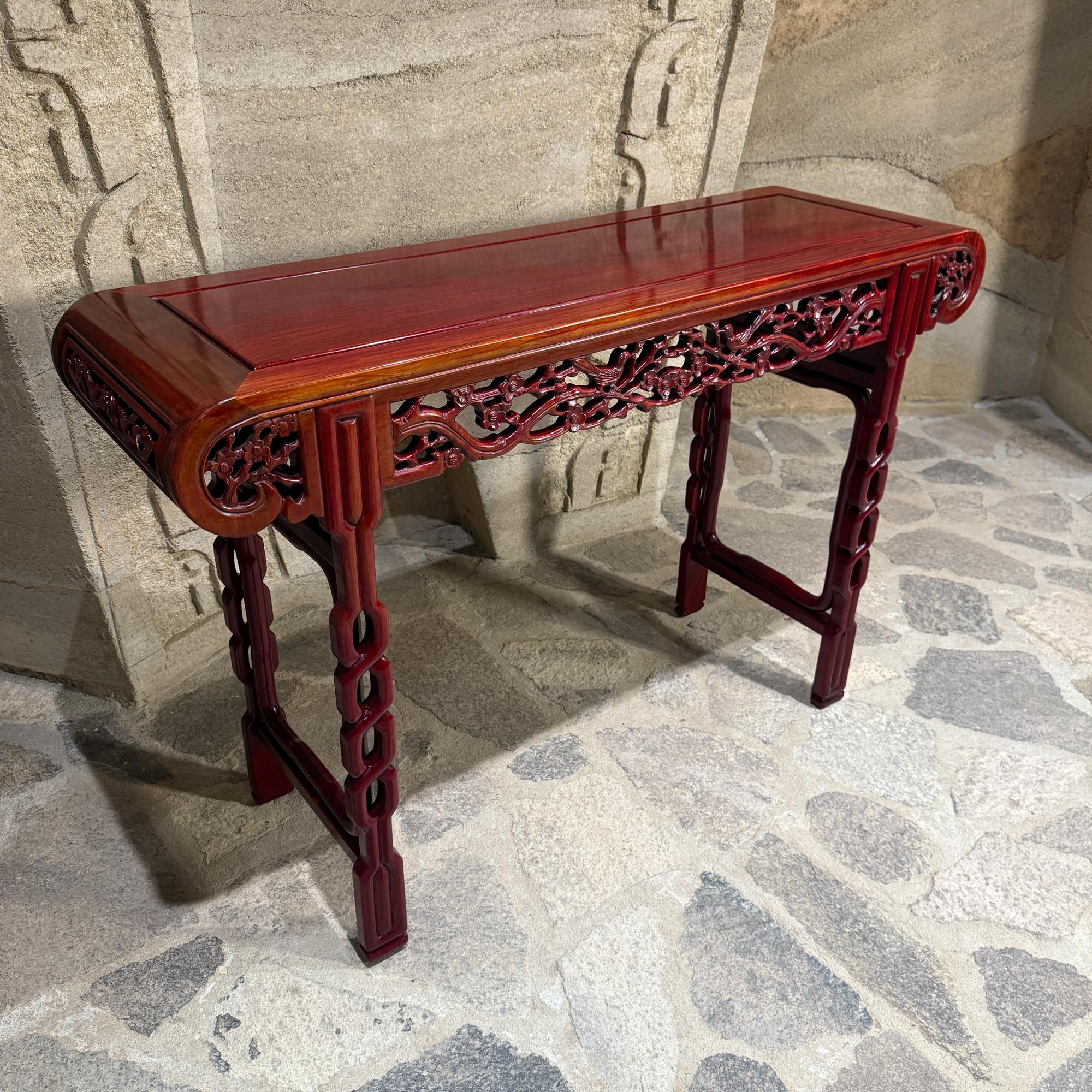 Chinese Rosewood Intricately Carved Altar Console Foyer Table In Fair Condition For Sale In Chula Vista, CA