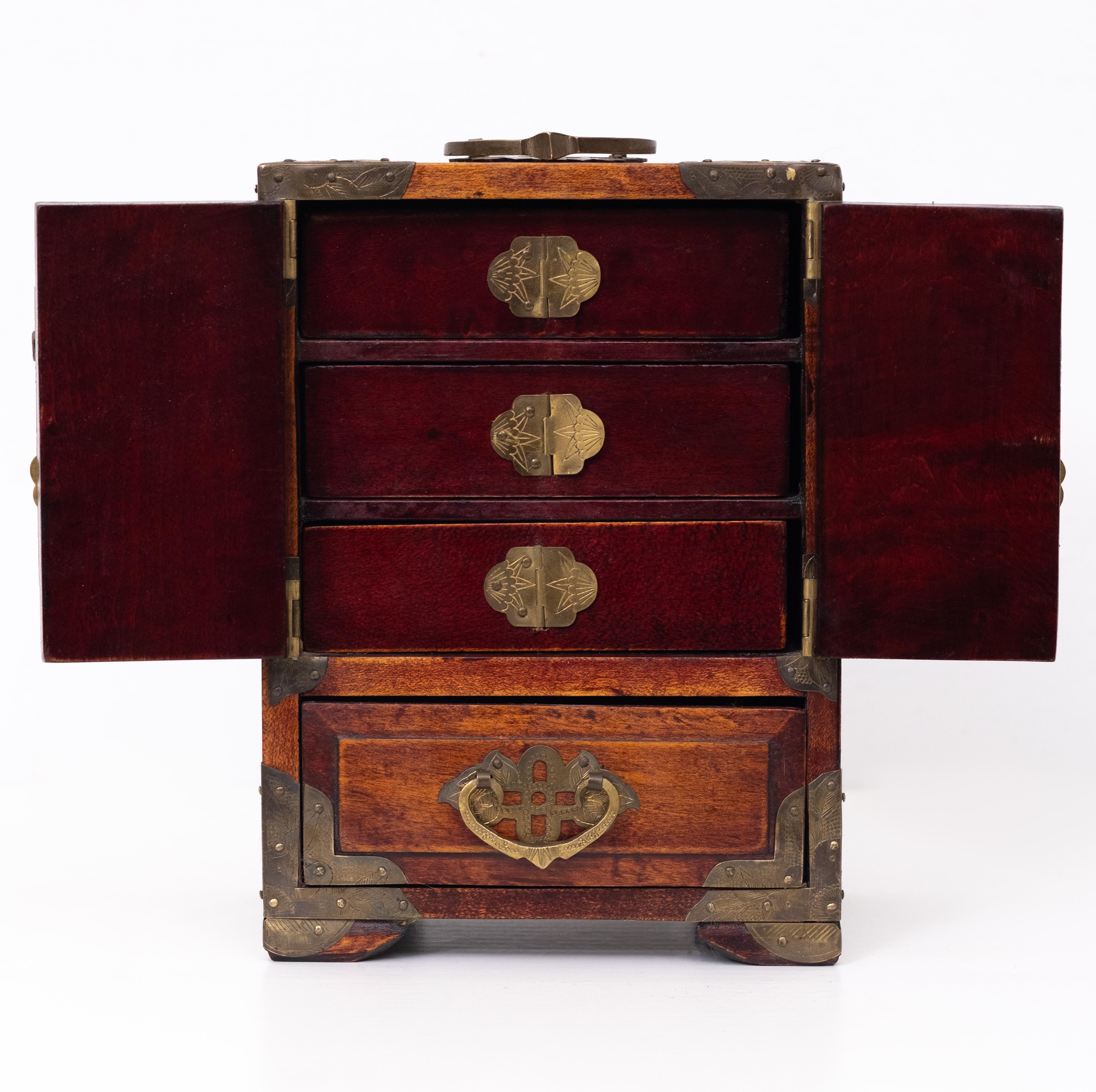 Mid-20th Century Chinese  Walnut Jewelry Box  1960s For Sale