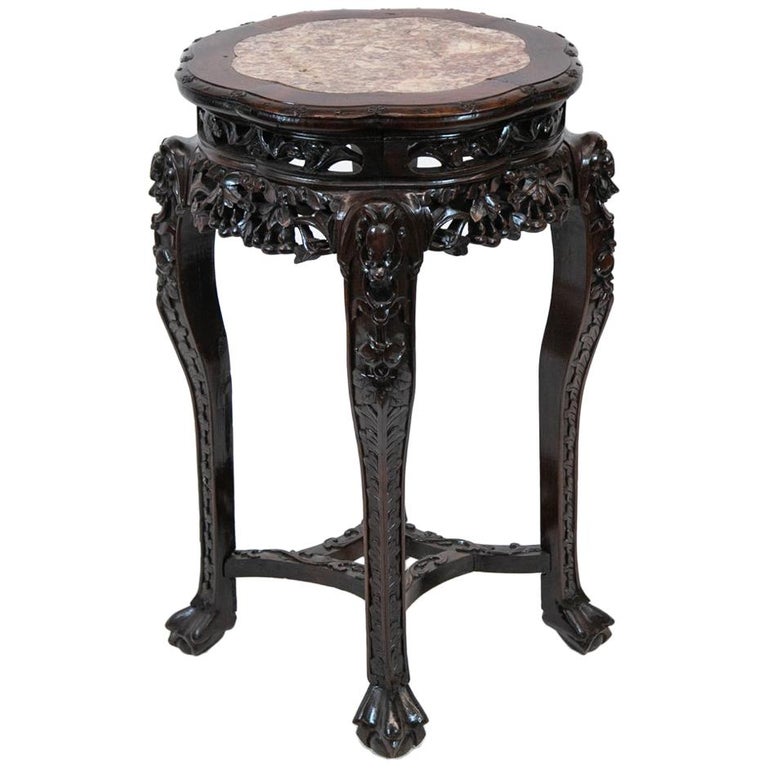 Chinese Rosewood MarbleTop Plant Stand at 1stDibs