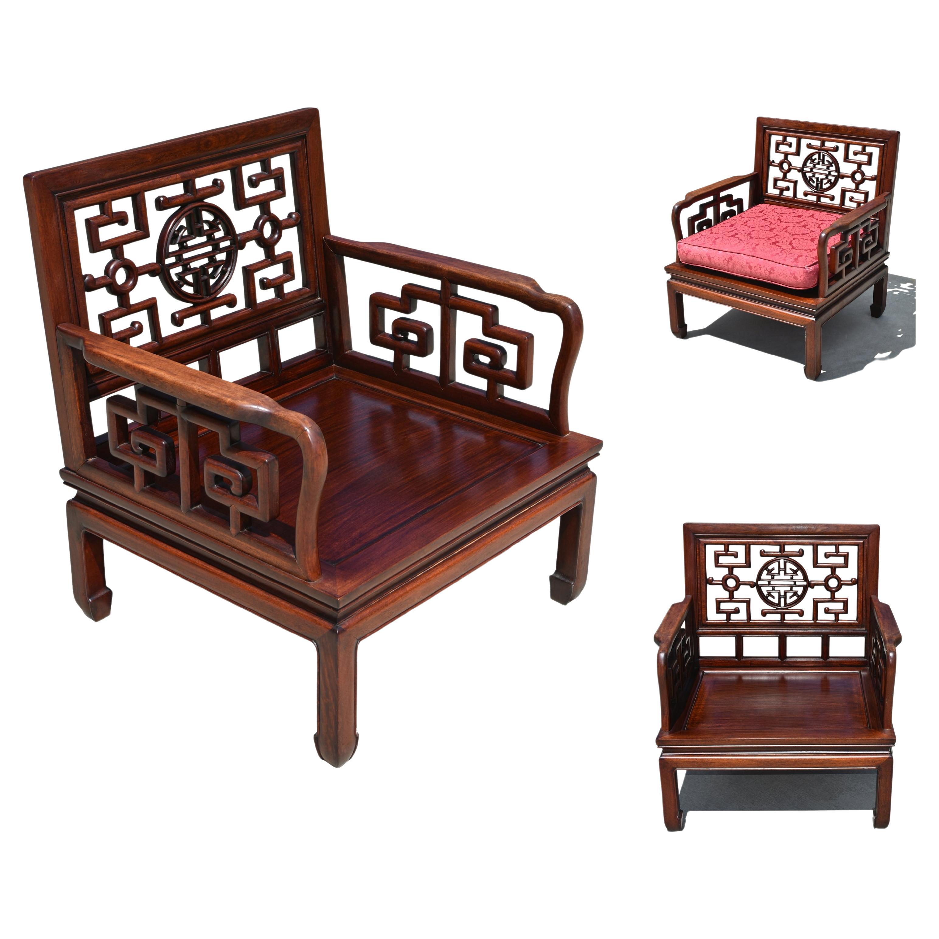 Chaise de méditation chinoise en bois de rose