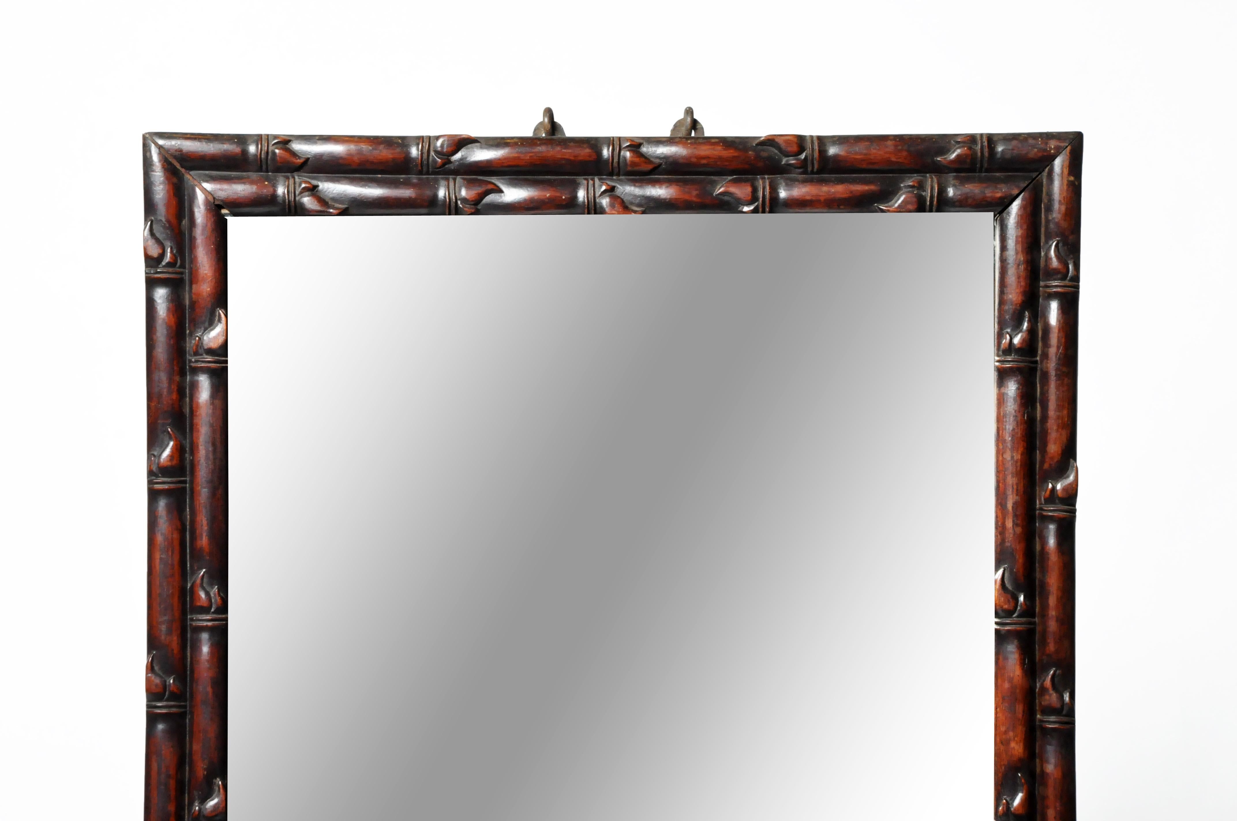 Glass Chinese Rosewood Mirror For Sale