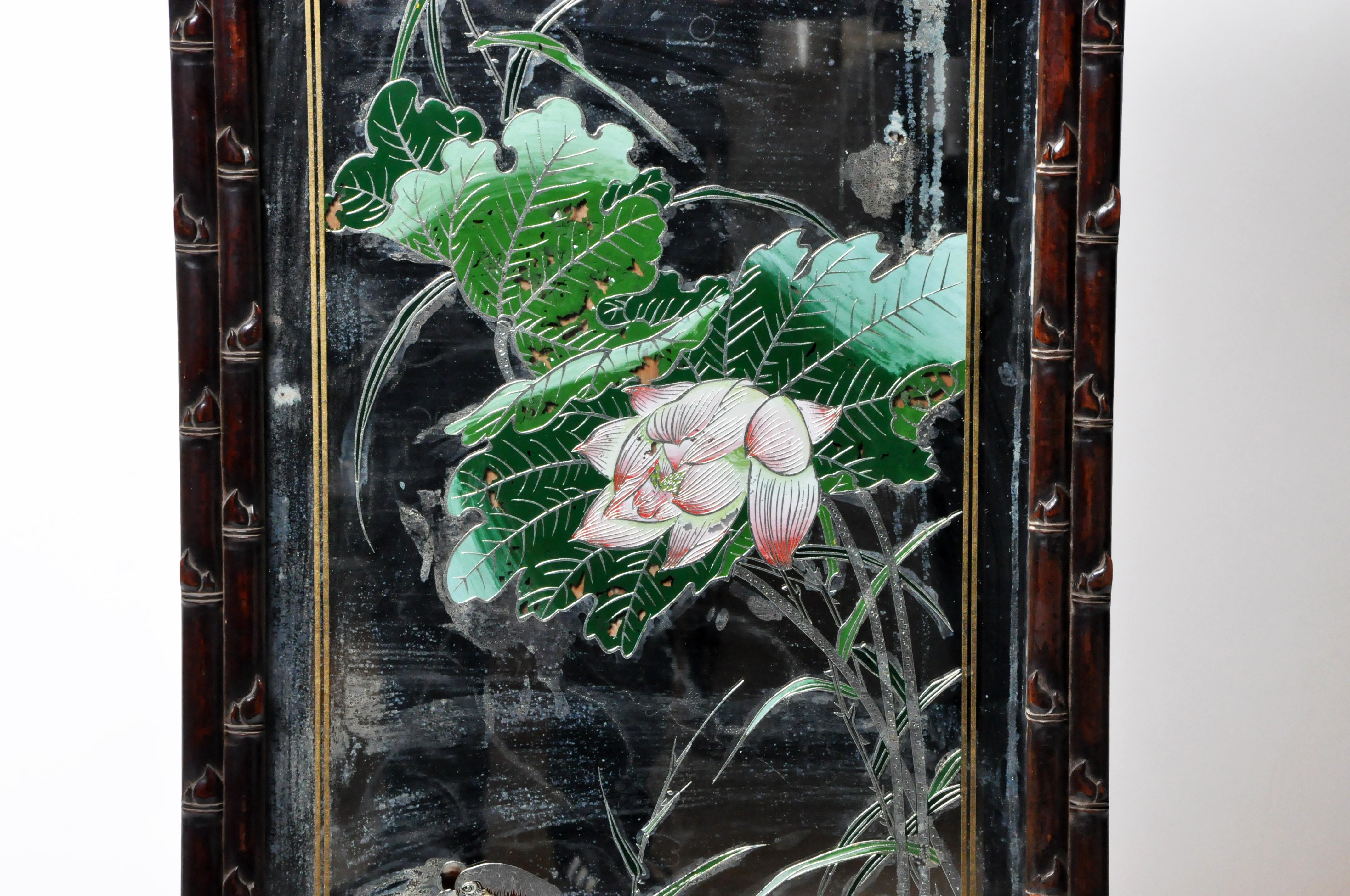 20ième siècle Miroir en bois de rose massif de style chinois en vente