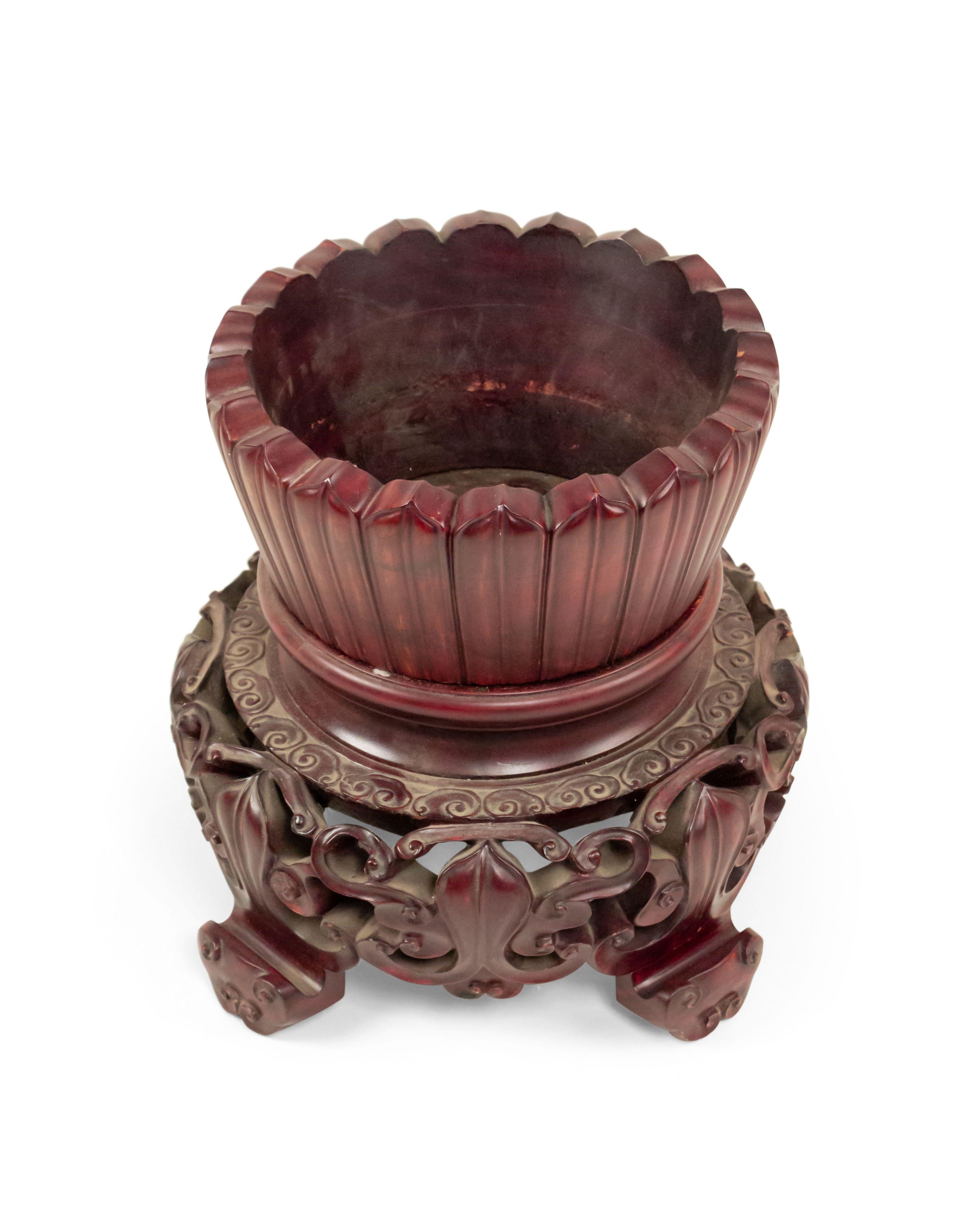 Carved Chinese Rosewood Pot Stand For Sale