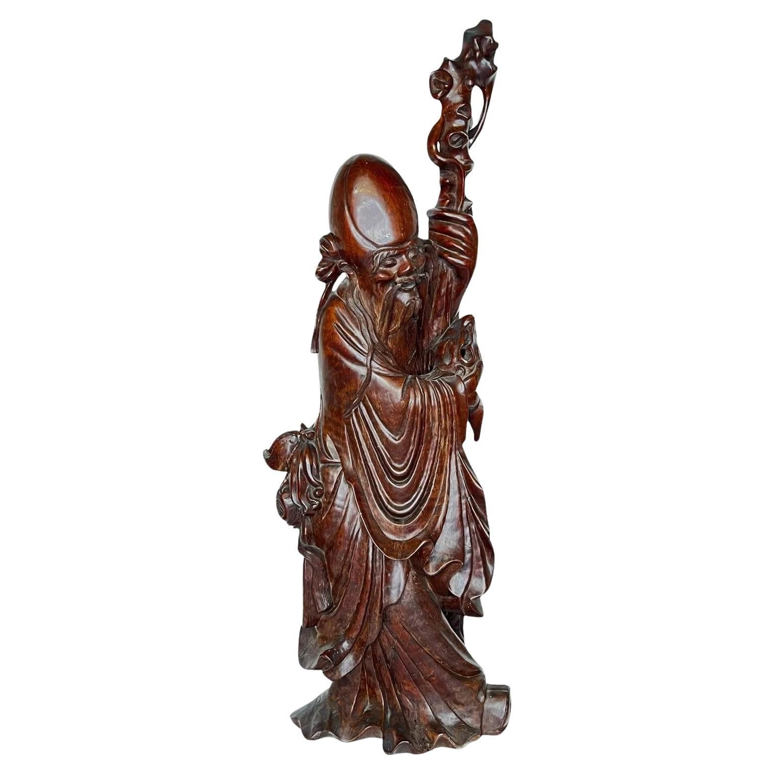 Chinese Rosewood Sculpture of Daoist Deity