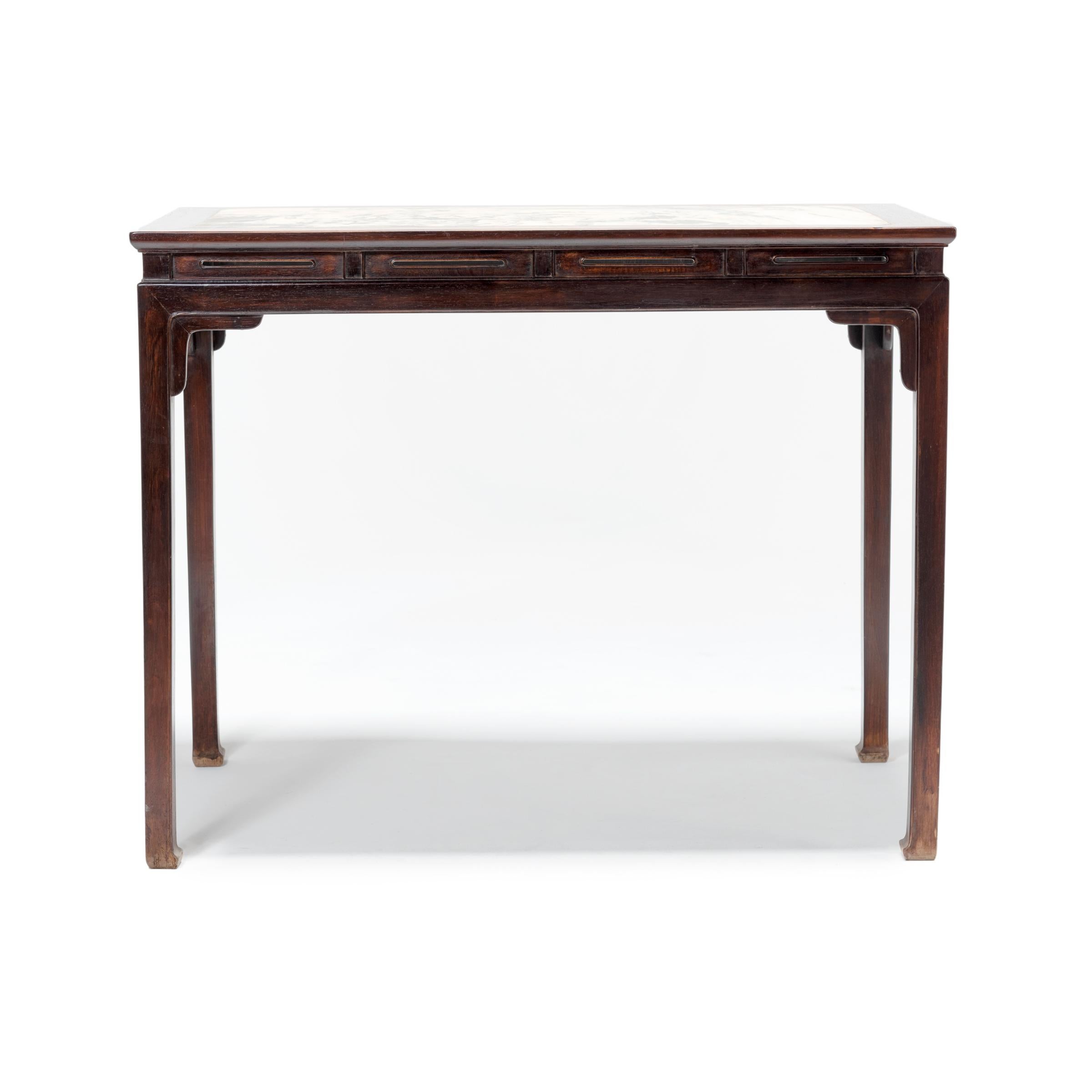 20th Century Chinese Marble Top Writing Table