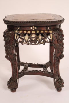 Chinese Rosewood Taboret With Mother of Pearl Inlay