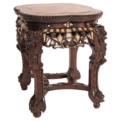 Chinese Rosewood Taboret With Mother of Pearl Inlay Antique Chinese Rosewood Taboret With Mother of Pearl Inlay