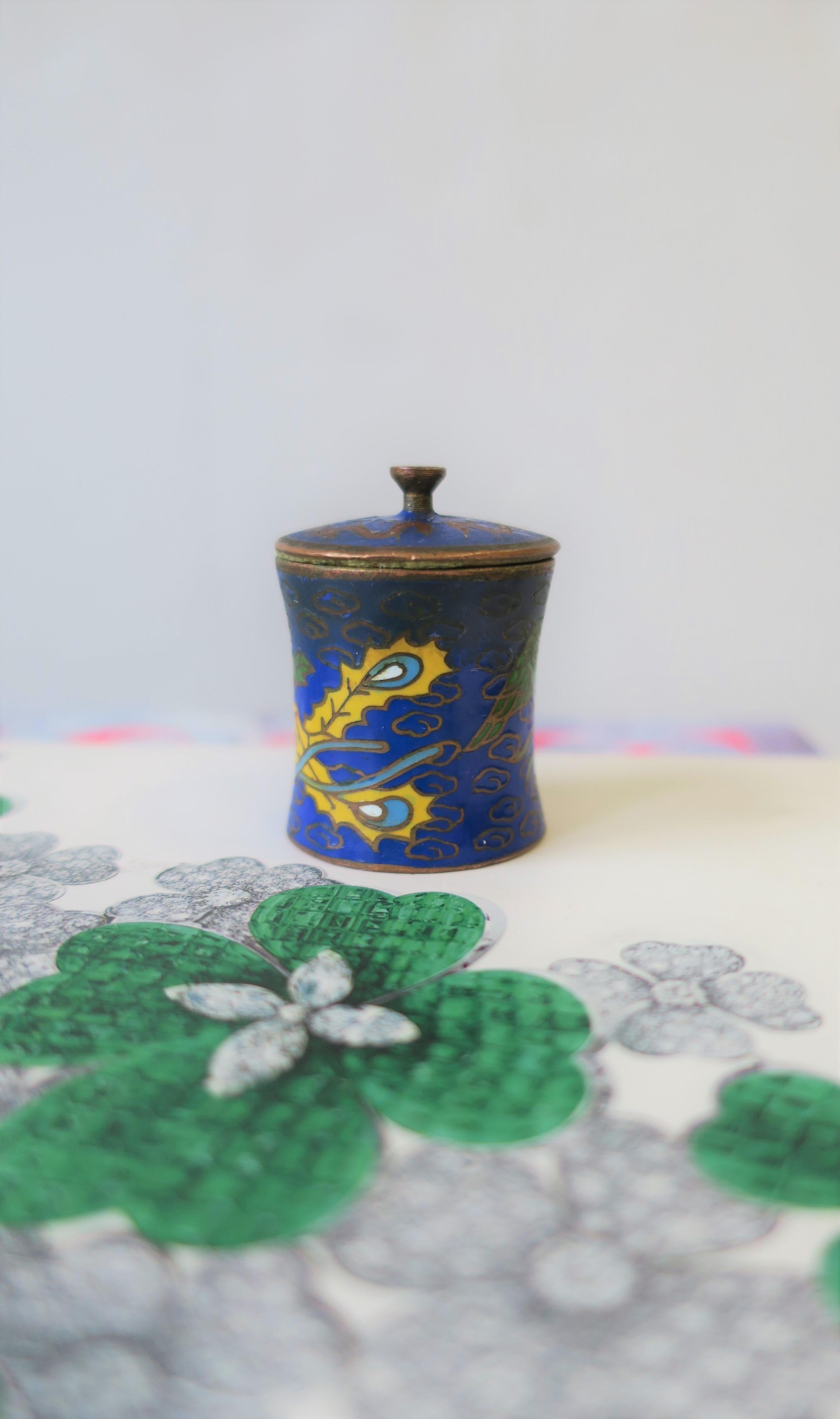 Chinese Round Cloissone Enamel and Brass Box 6