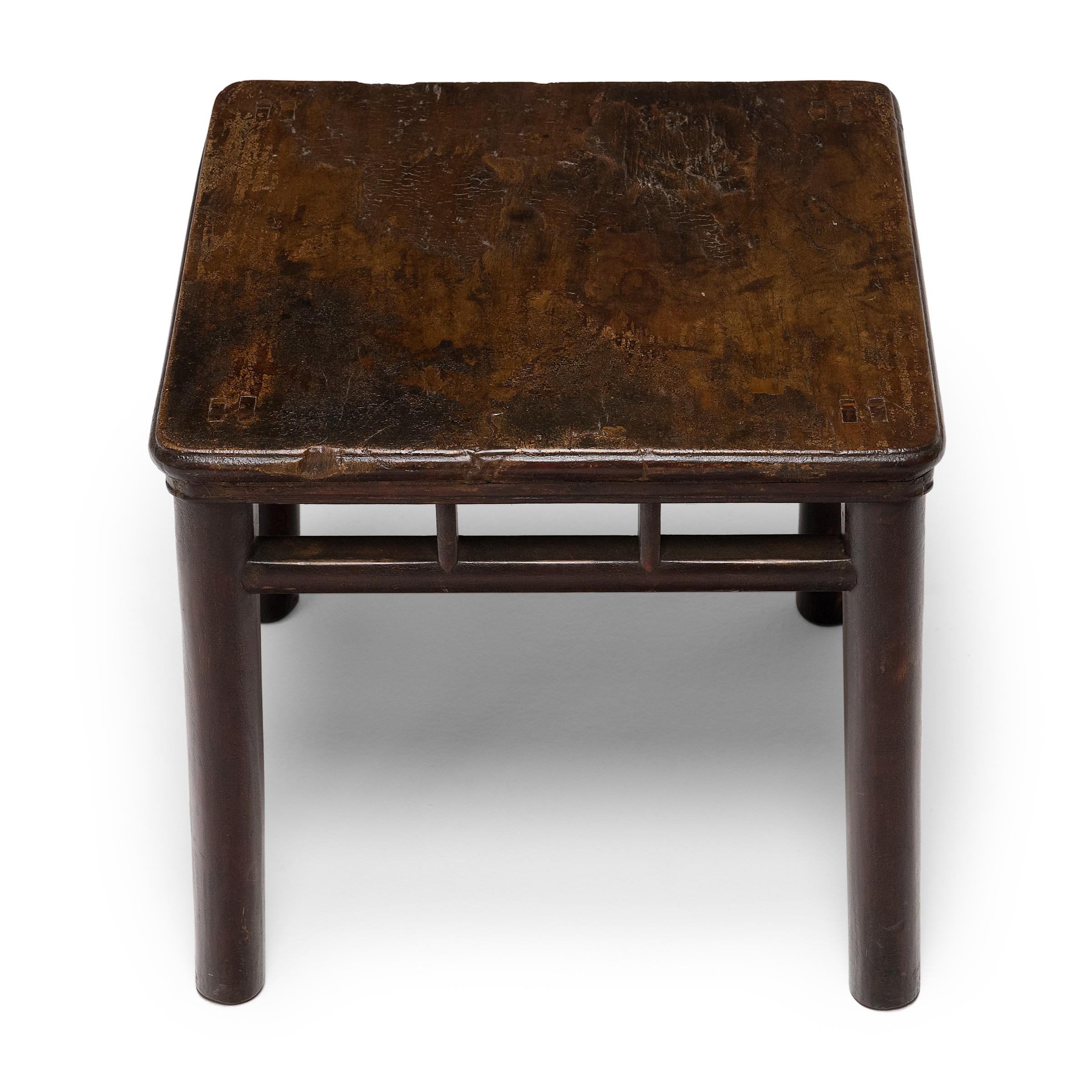 Qing Chinese Round Leg Square Table, c. 1850 For Sale