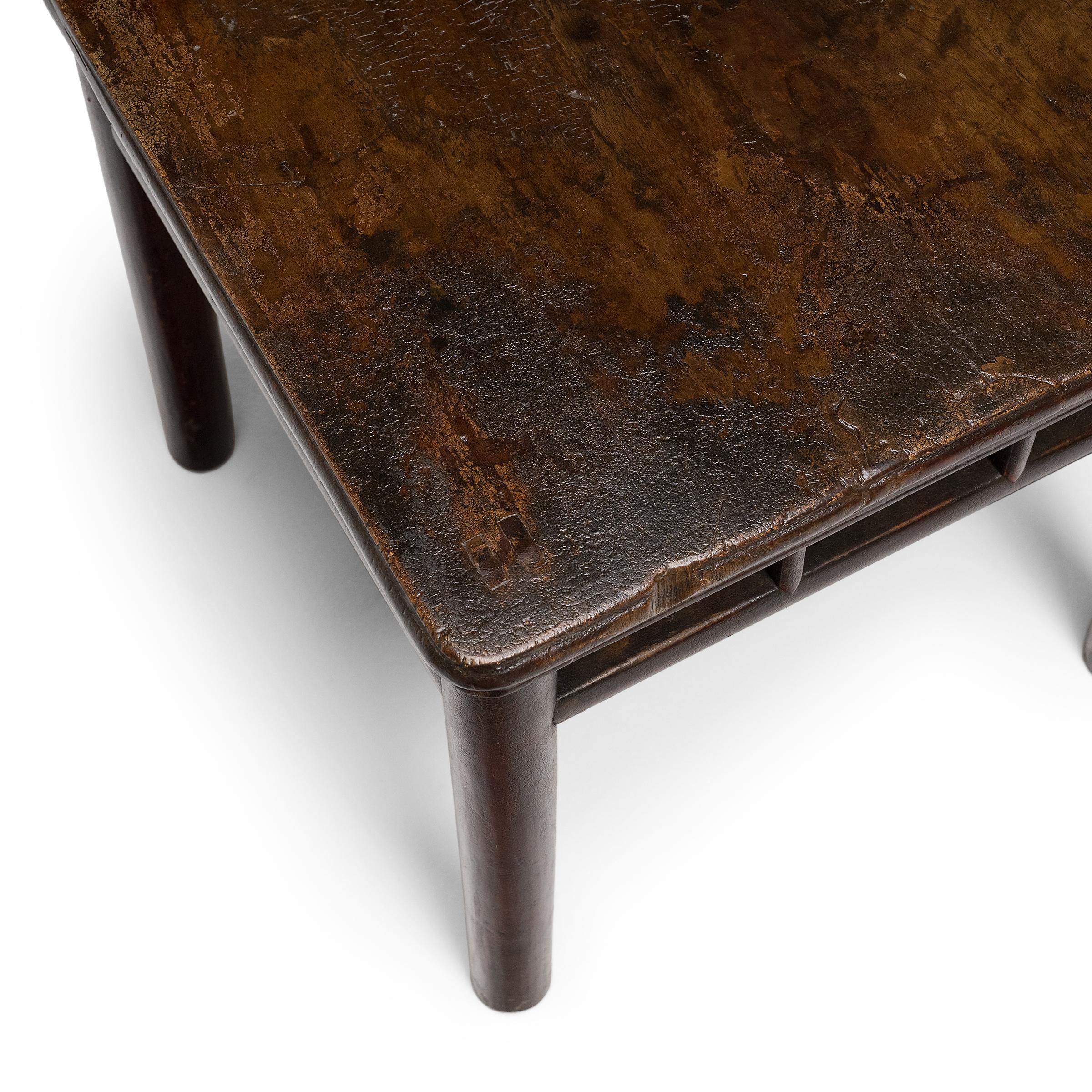 Chinese Round Leg Square Table, c. 1850 In Good Condition For Sale In Chicago, IL