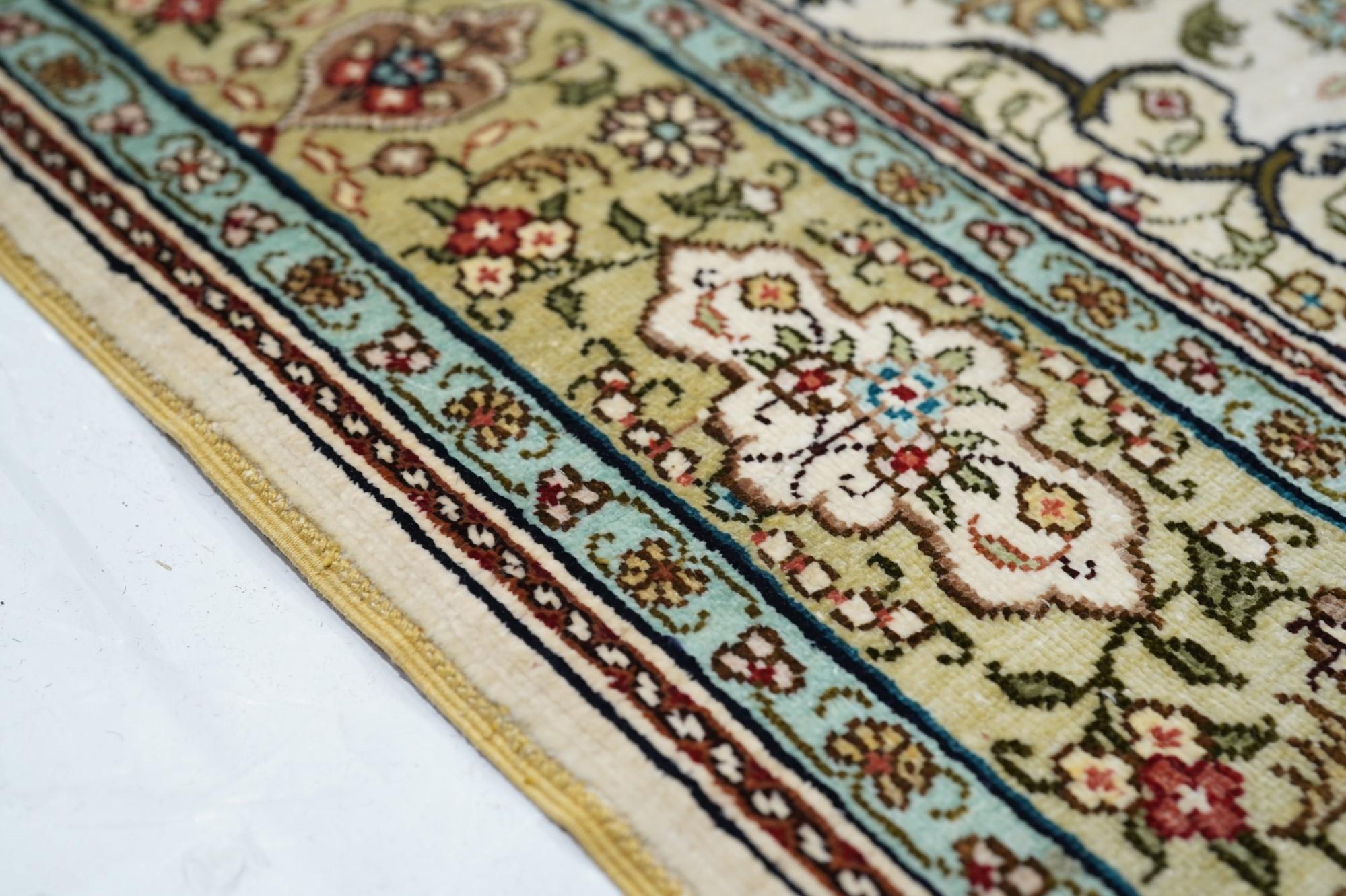Contemporary Persian Design Silk Rug 2'8'' x 4'2'' For Sale