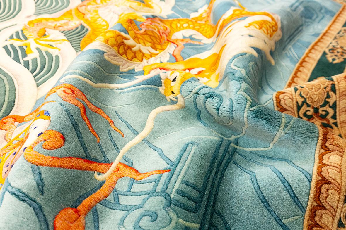 Chinese Rug By Walter Nichols in Relief-Technique For Sale 3